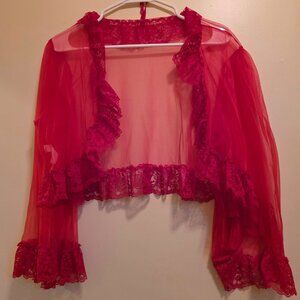 Alana Gale Intimates Red Sheer Short Jacket L